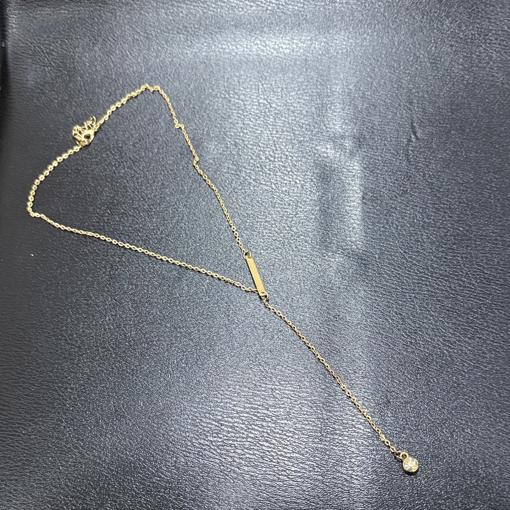 Gold Y-Style Drop Pendant Necklace